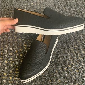 Faux reptile slip ons